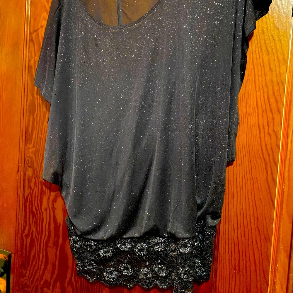 XXL Maurices Fancy Silver Lace Trim Top